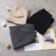 winter thick gray cotton pants elastic waist women harem pants - SooLinen
