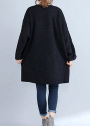 winter thick warm black corduroy dresses plus size casual long sleeve sweater dress