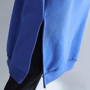 winter warm blue cotton fashion dresses plus size tassel decorated traveling dress
