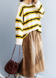 winter yellow knit tops trendy plus size o neck box top - SooLinen