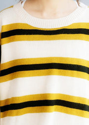 winter yellow knit tops trendy plus size o neck box top - SooLinen