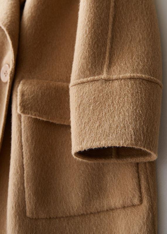 women Loose fitting winter jackets big pockets women coats beige wool coat - SooLinen