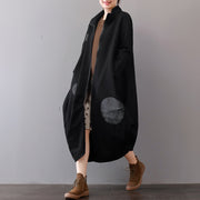 women black Coats plus size clothing zippered Winter coat Elegant lapel collar maxi coat