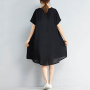Frauen schwarz Chiffon Midi Kleider trendy plus Größe Maxikleid Neues Kurzarm-Tierdruck-Kleidungskleid
