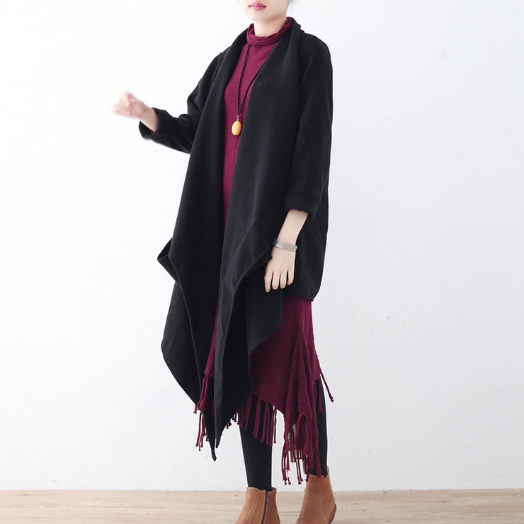 women black woolen coat plus size clothing long coats boutique trench coat