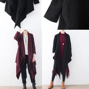 Frauen schwarzer Wollmantel plus Größenkleidung lange Mäntel Boutique-Trenchcoat
