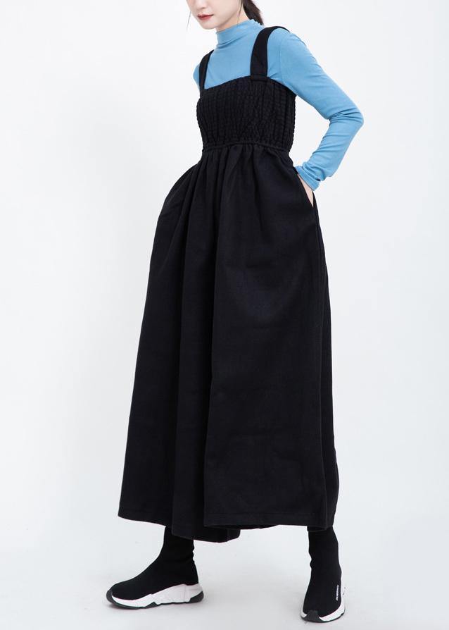 women black Cinched wool blended pants loose casual women jumpsuit pants - SooLinen