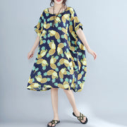Women Blueprints Pure Chiffon Dresses Oversized Holiday Dresses 2021 O Neck Big Pockets Chiffon Dresses