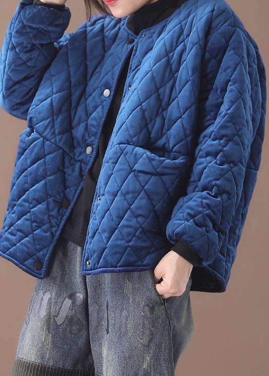 women blue women parka plus size Jackets & Coats o neck thick winter outwear - SooLinen