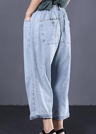 women casual cotton pants plus size vintage jeans - SooLinen