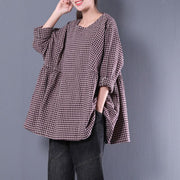 women cotton blended blouse plus size Casual Round Neck Long Sleeve Spring Loose Shirt