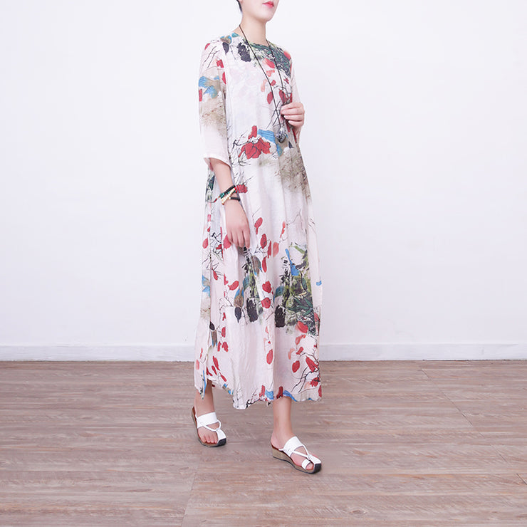 women floral maxi dress casual bracelet sleeved gown women o neck gown