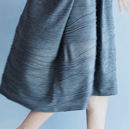 Damen graue Baumwollkleider übergroße O-Ausschnitt-Baumwollkleider Boutique-Kurzarm-Kaftane