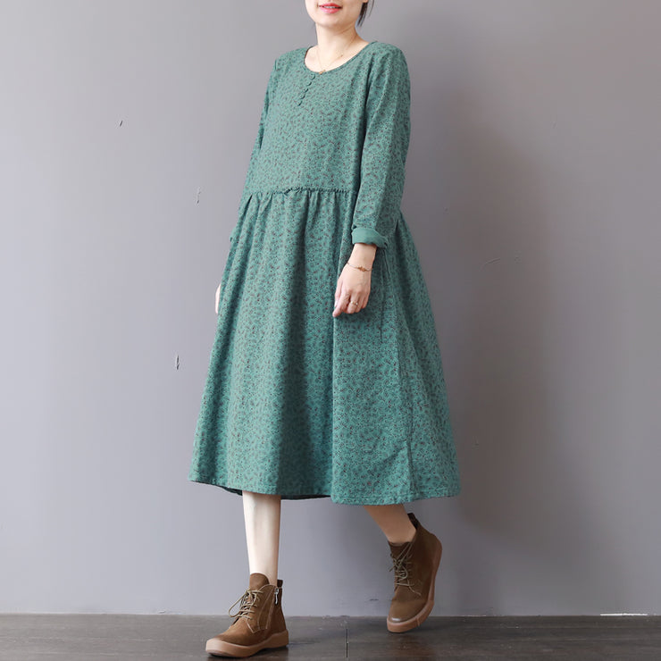 women green prints 2018 fall dress casual patchwork fall dresses New long sleeve maxi dresses