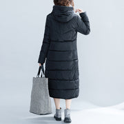 women new black trendy plus size hooded quilted coat women pockets zippered cotton coats