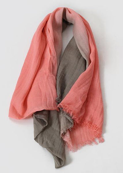 women new khaki pink double color Gradient scarf vintage warm scarves - SooLinen