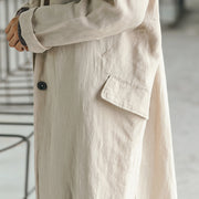 women nude long coat oversize Notched trench coat women side open baggy Coat