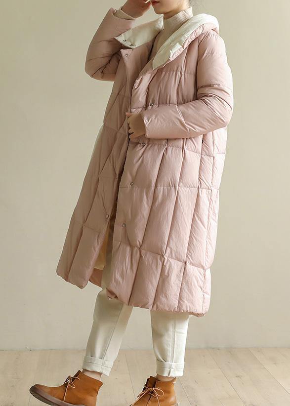 women pink warm winter coat plus size clothing patchwork womens parka stand collar fine coats - SooLinen