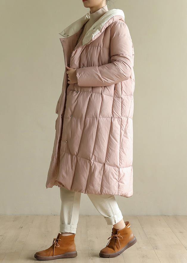 women pink warm winter coat plus size clothing patchwork womens parka stand collar fine coats - SooLinen