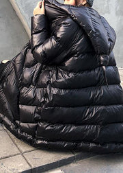 women plus size winter coats black hooded zippered womens parkas - SooLinen