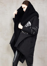 women plus size winter jacket back open Jackets black low high design down jacket woman - SooLinen