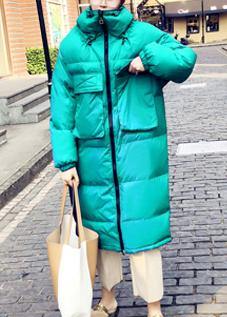 women plus size winter jacket coats green stand collar Cinched down coat winter - SooLinen