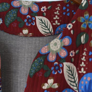 Frauen rote Baumwollmäntel lässiger Maximantel Elegante lange Mäntel mit Blumenmuster