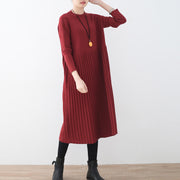 women red long sweaters oversized o neck sweater fine Cinched fall dresses