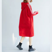 women red spring dress cotton oversize holiday dresses warm thick hooded