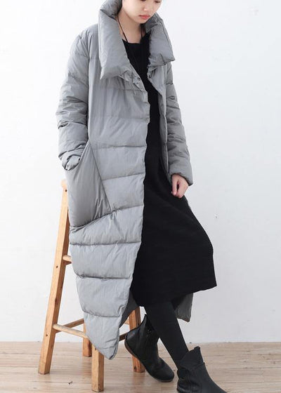 women silver down jacket woman casual v neck winter jacket thick warm fine overcoat - SooLinen